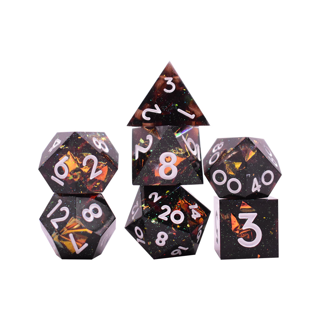 Sharp Edge Dice (Amber and Black)