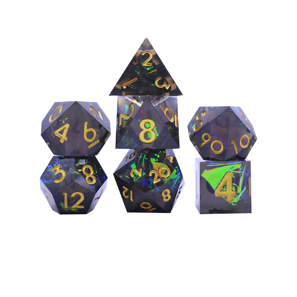 Sharp Edge Dice (Black and Turquoise)