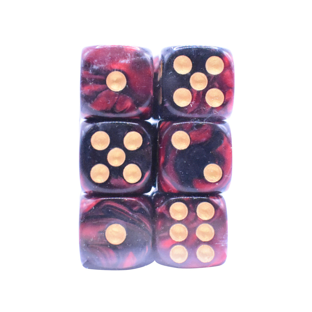 Red and Black 16mm D6 Edge Dice (Set of 12)