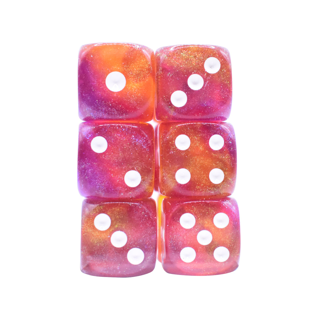 Amber 16mm D6 Edge Dice (Set of 12)