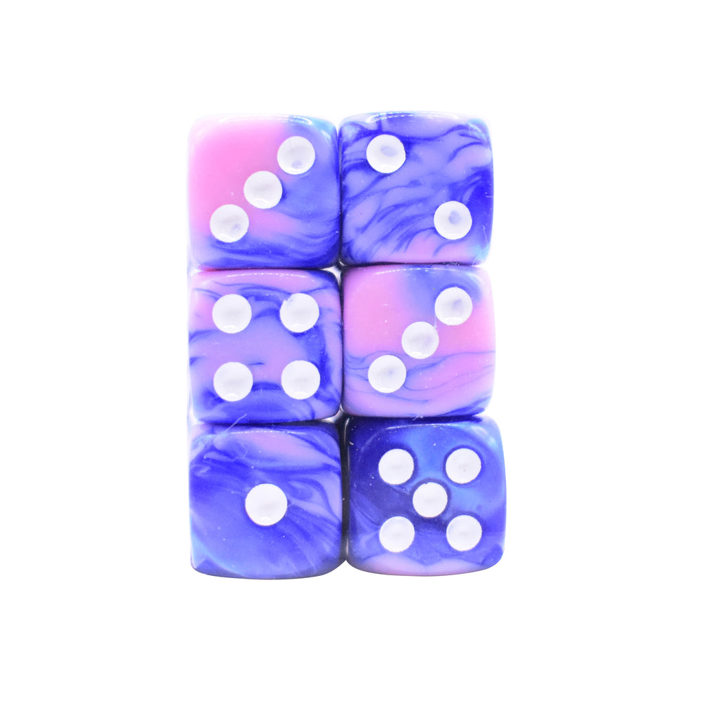 Pink and Blue 16mm D6 Edge Dice (Set of 12)