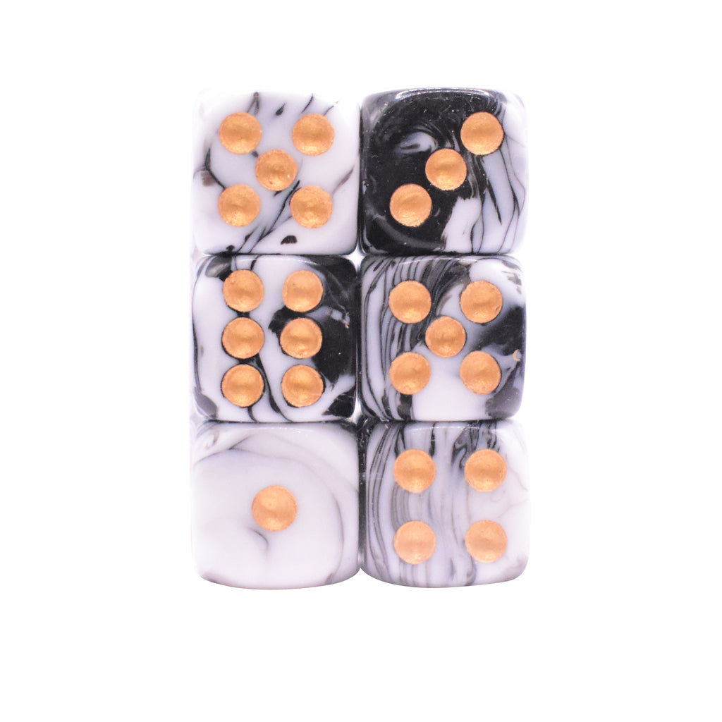 Zebra 16mm D6 Edge Dice (Set of 12)