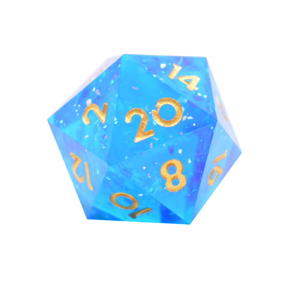 33mm D20 Sharp Edge Dice (Ice Blue)