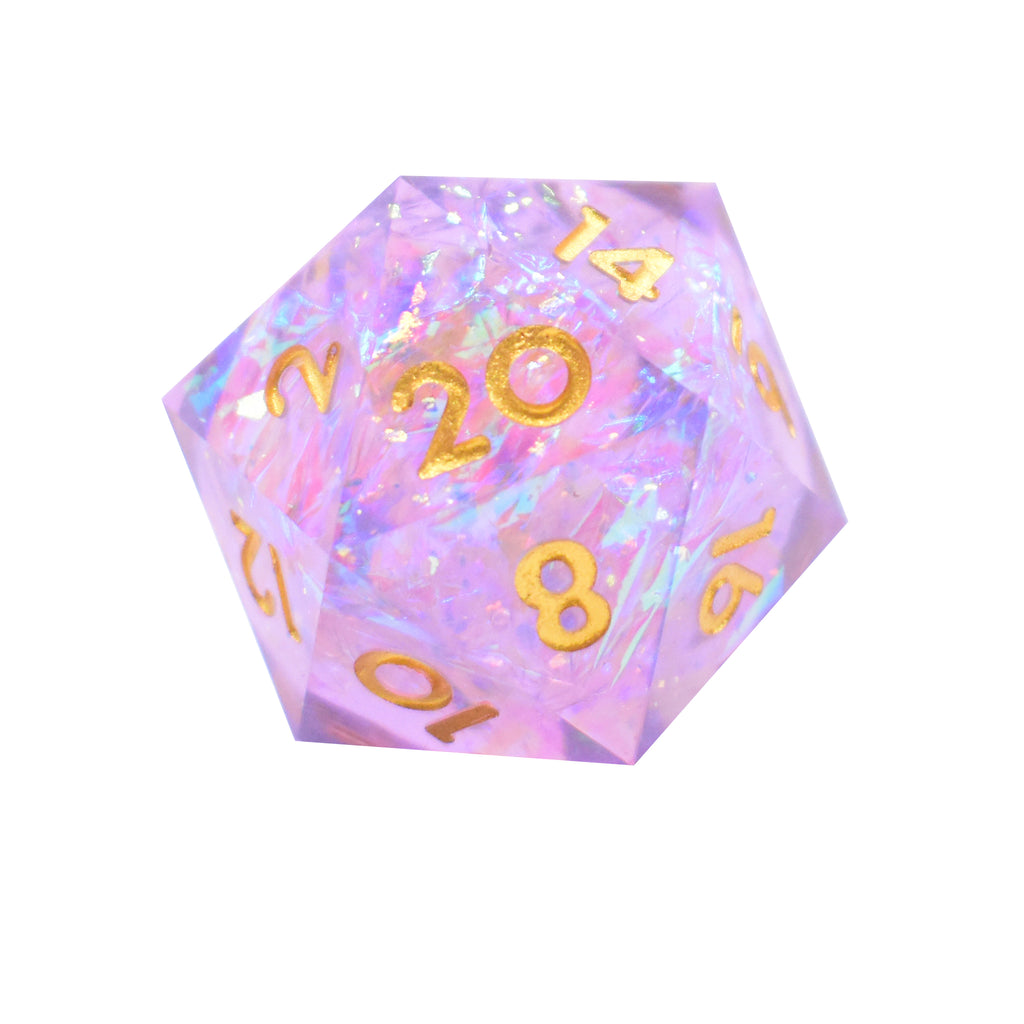 33mm D20 Sharp Edge Dice (Pink and Blue)