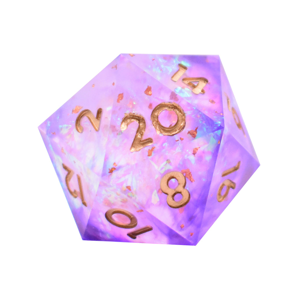 33mm D20 Sharp Edge Dice (Purple Pink)