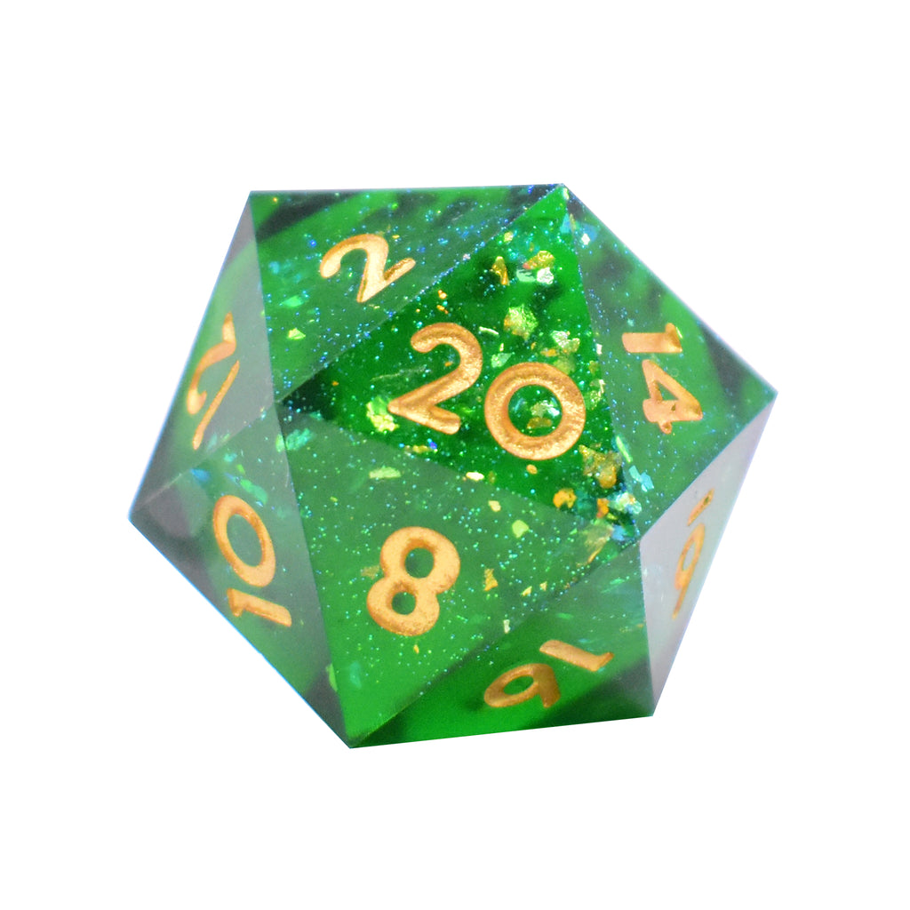 33mm D20 Sharp Edge Dice (Emerald)