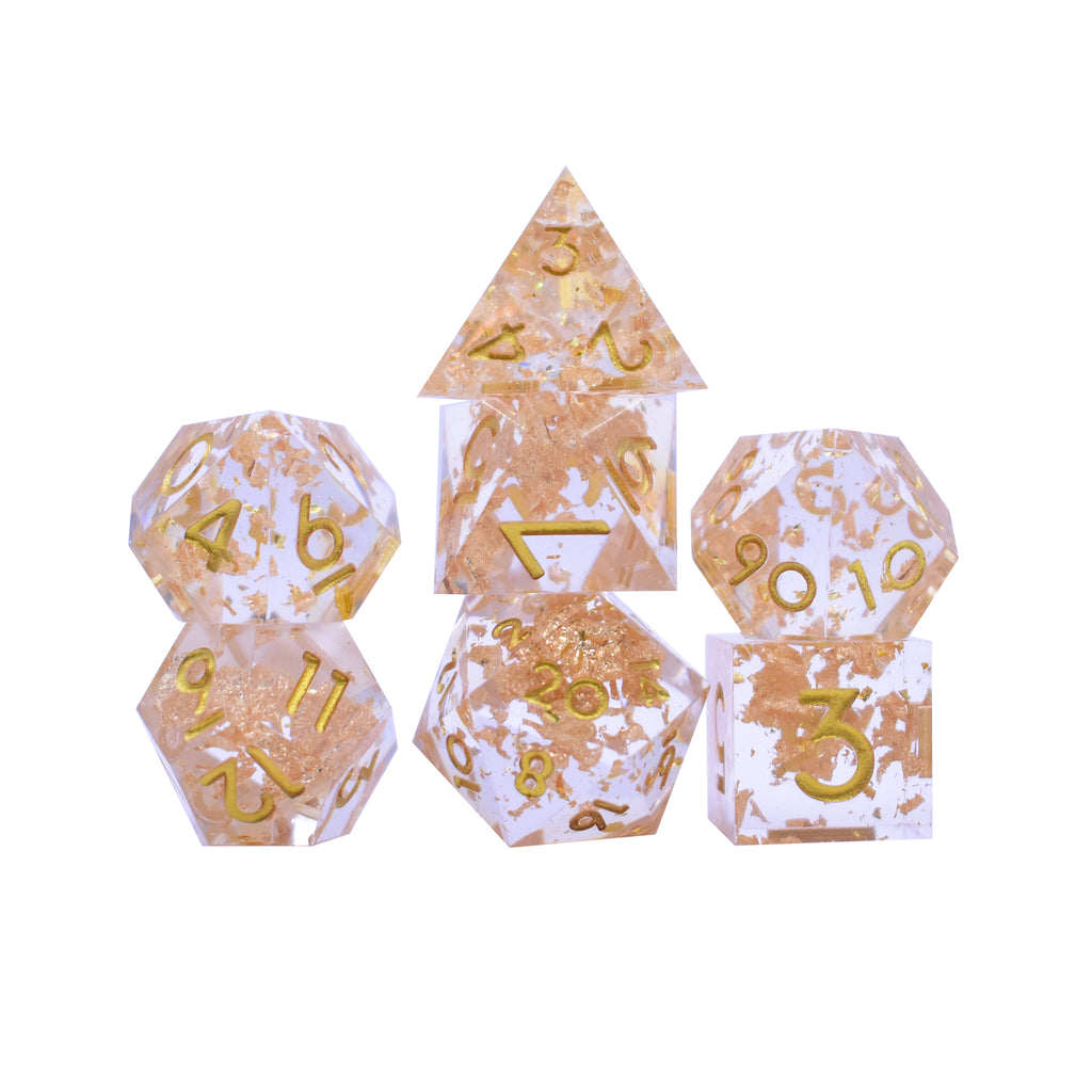 Sharp Edge Dice (Clear and Gold)