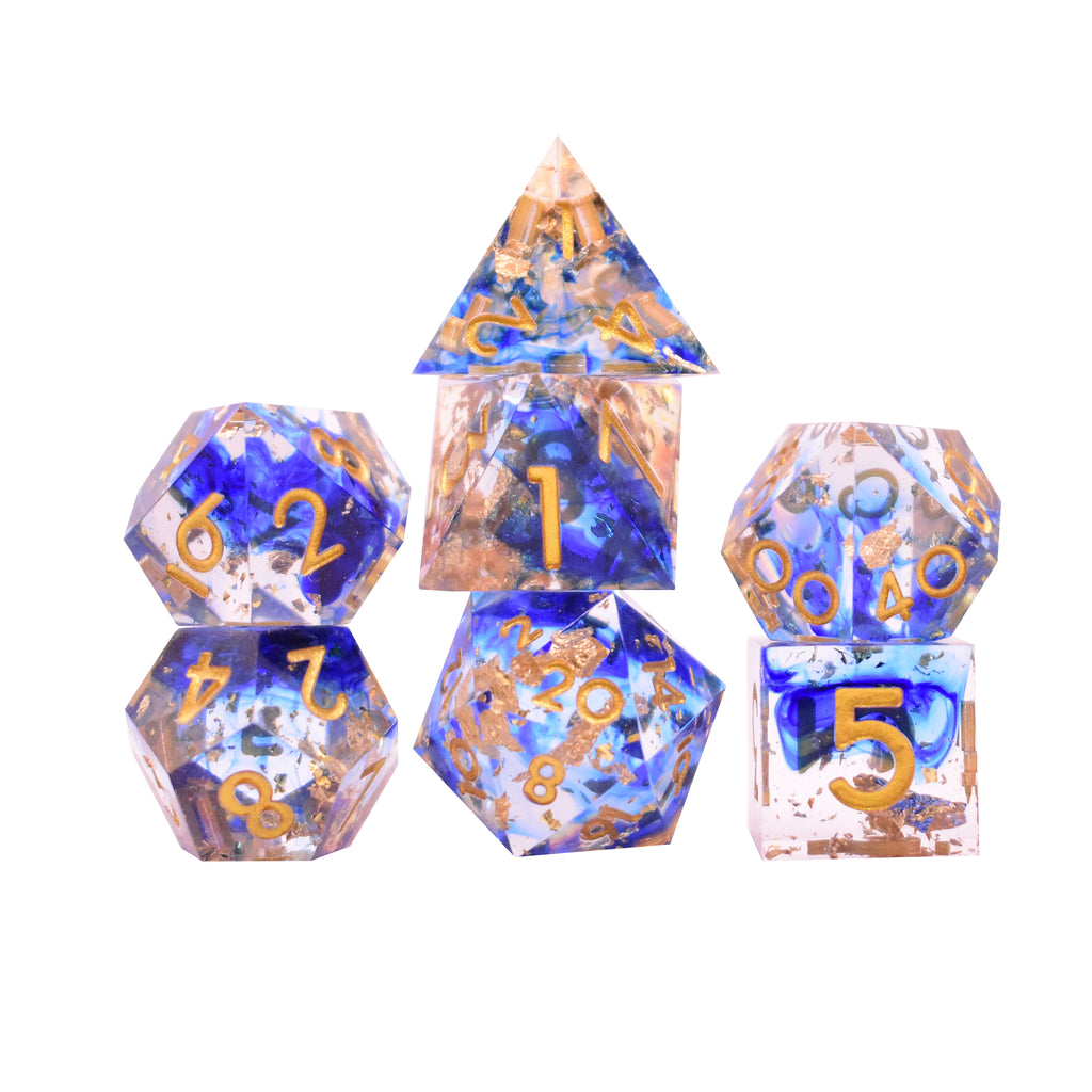 Sharp Edge Dice (Blue and Gold)