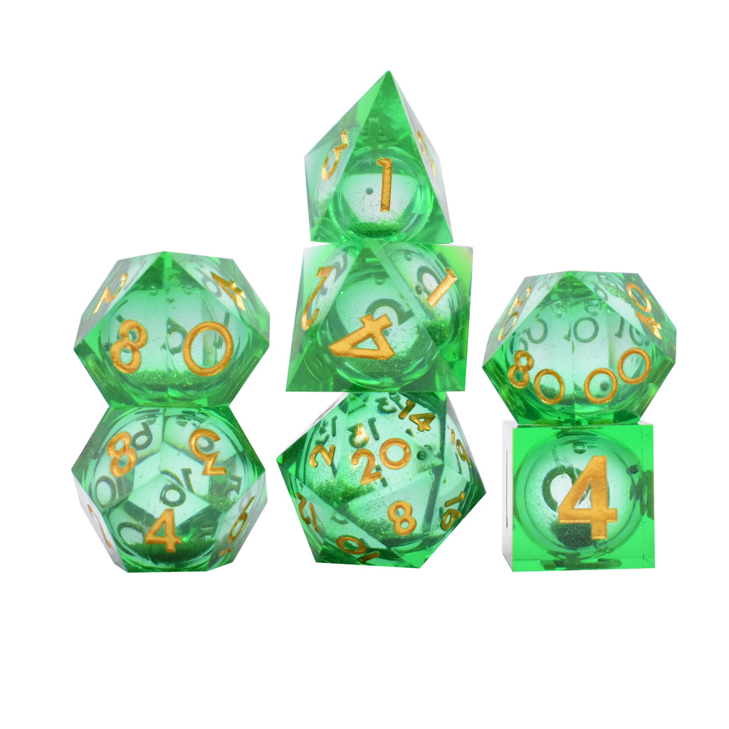 Liquid Core Sharp Edge Dice (Emerald)