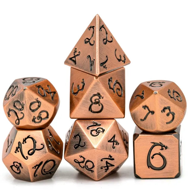 Dragon Number Metal 7 Dice Set (Bronze)