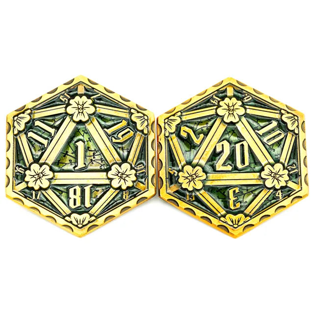 Enamel Infill Metal D20 Inspiration Coin