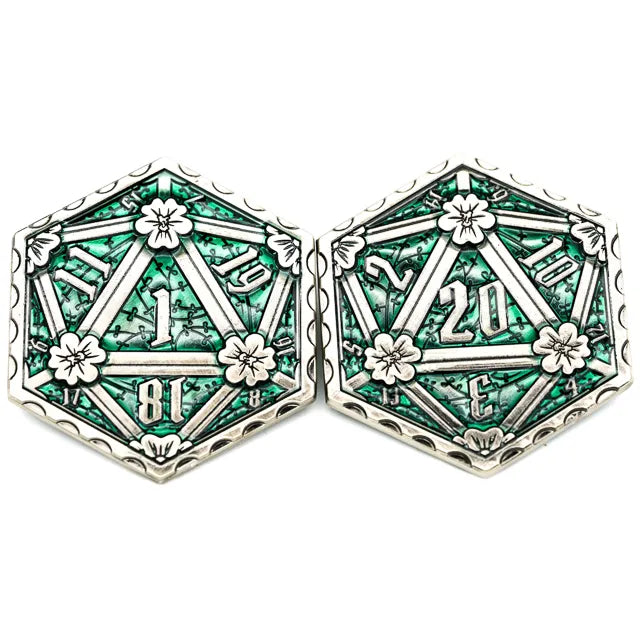 Enamel Infill Metal D20 Inspiration Coin