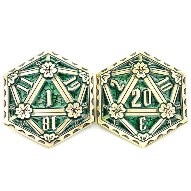 Enamel Infill Metal D20 Inspiration Coin